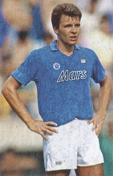 marco baroni con la maglia del Napoli nell'anno del secondo scudetto