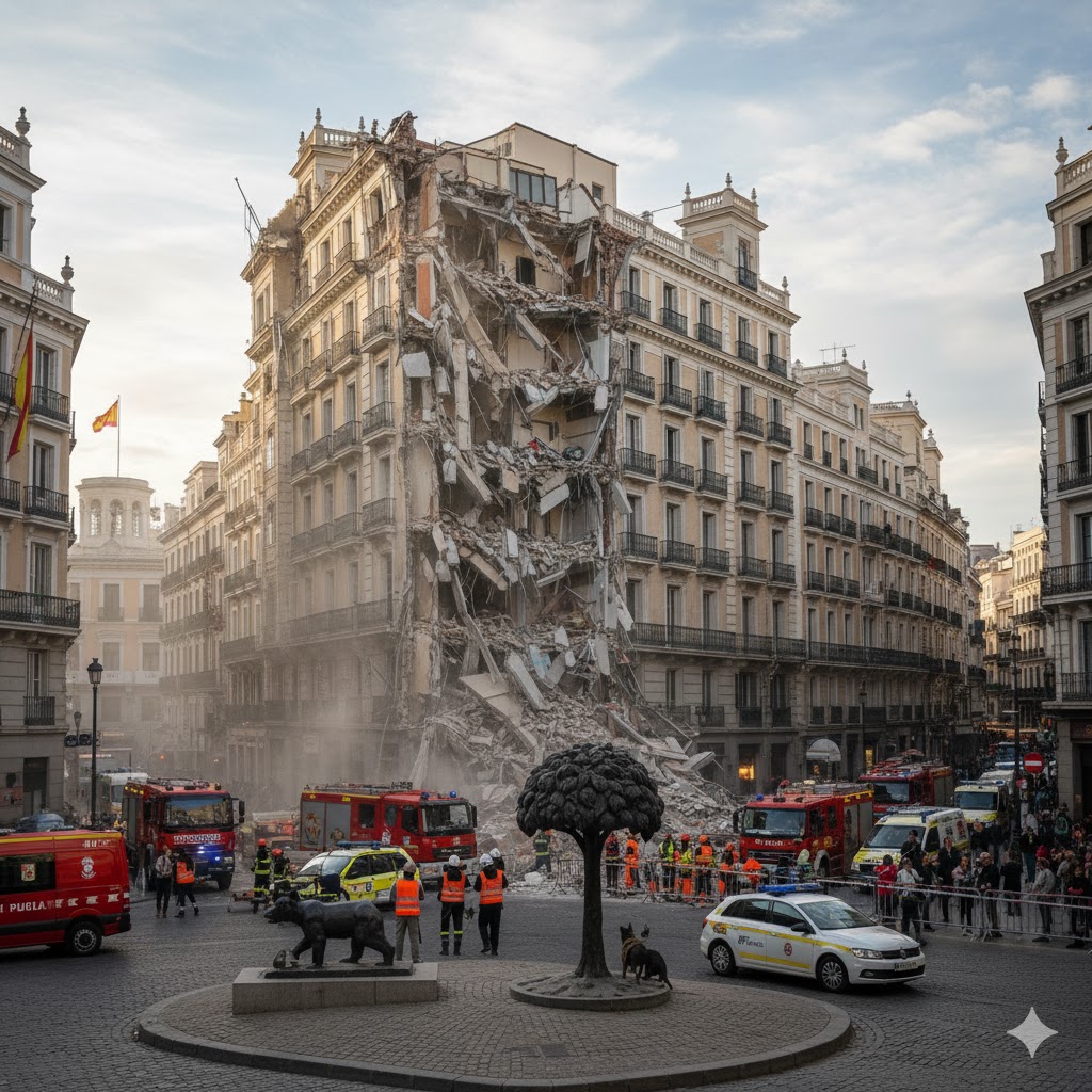 madrid crolla un palazzo nel centro quattro corpi ritrovati