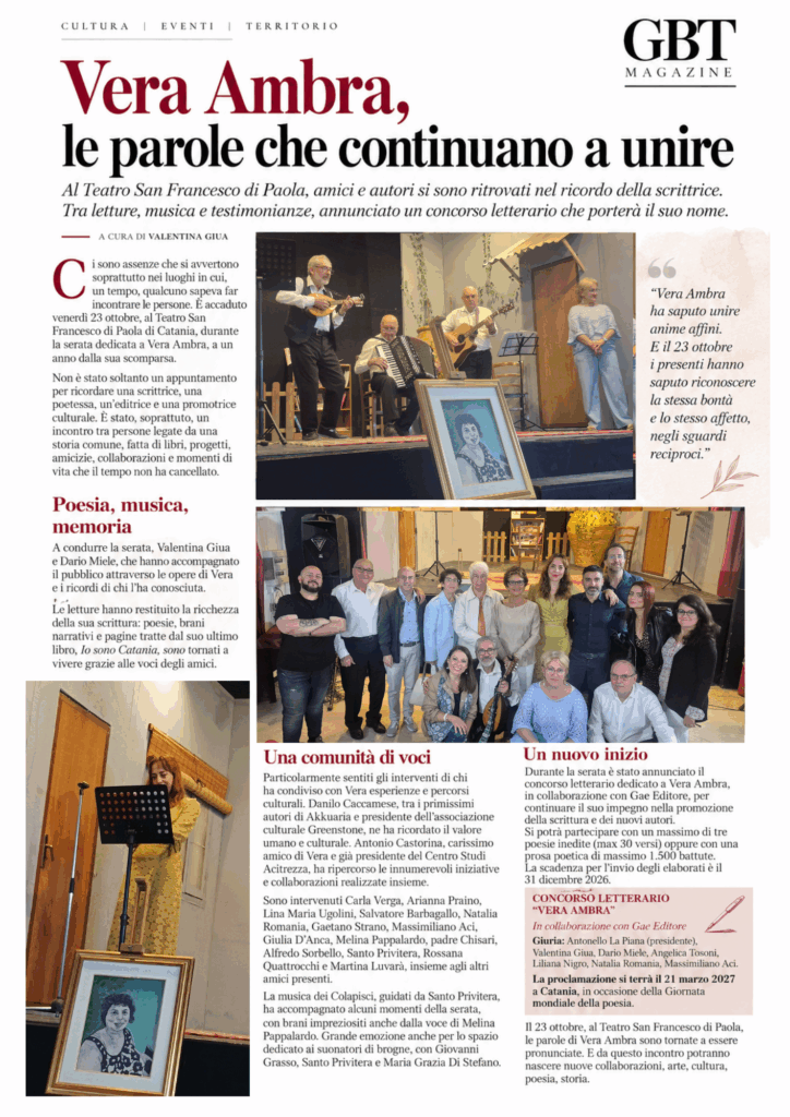 vera ambra le parole che continuano a unire a catania una serata di poesia musica e memoria da Gbt-magazine.com vera ambra le parole che continuano a unire a catania una serata di poesia musica e memoria